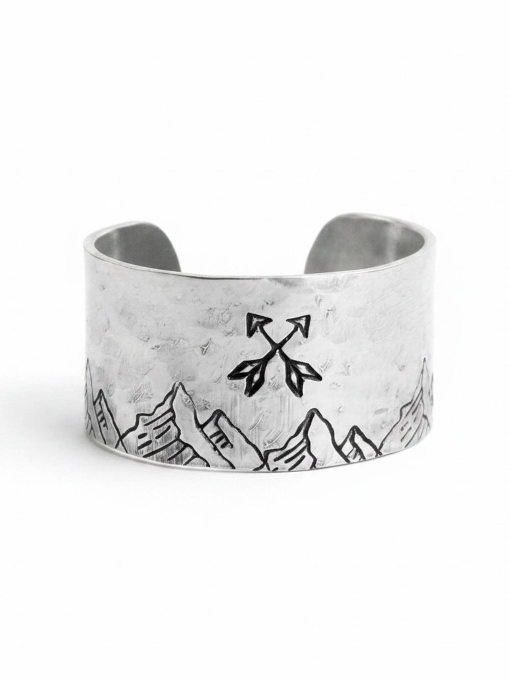 Handmade Mountain‎ & Arrow hypoallergenic adjustable wide cuff ring